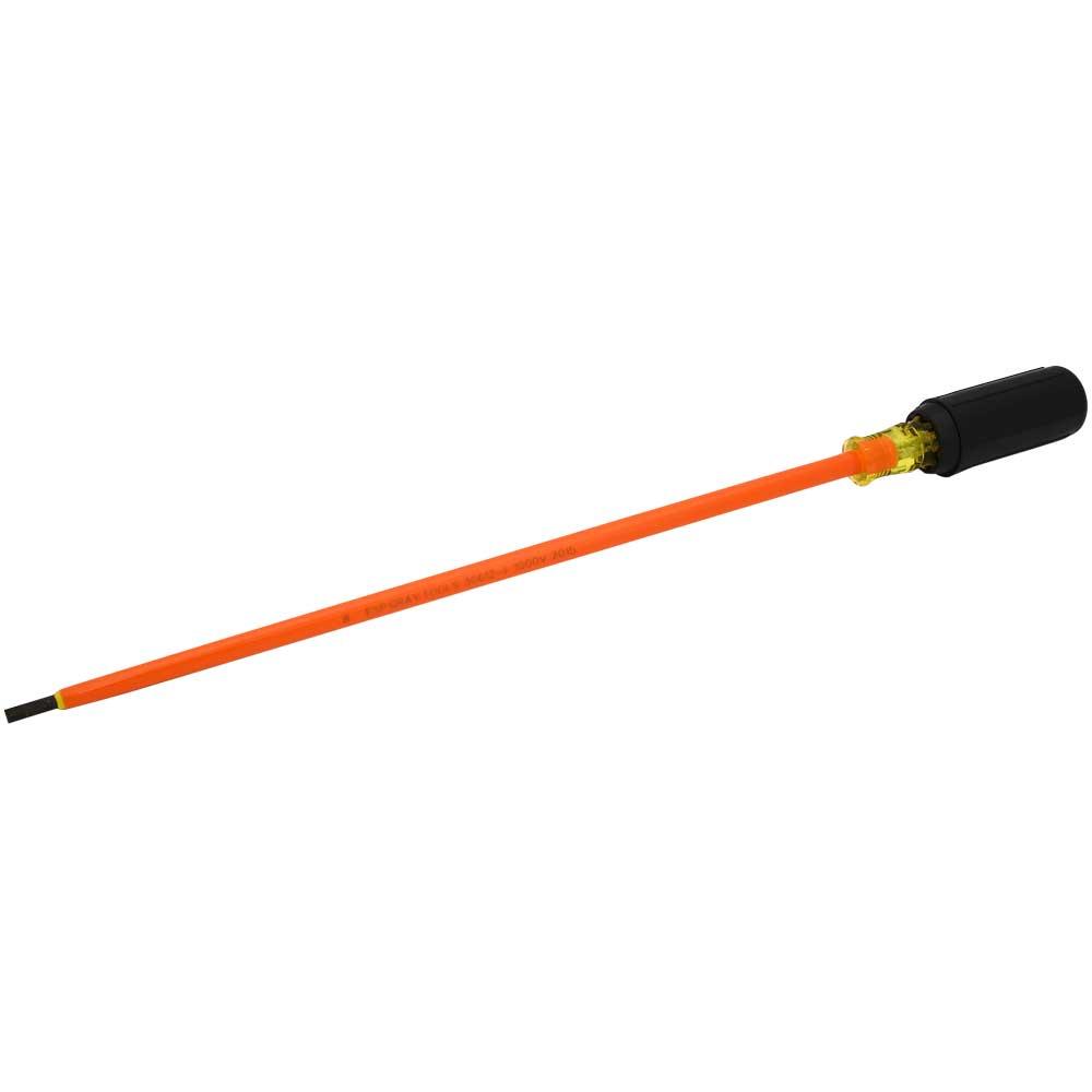 Electrician&#39;s Slotted Screwdriver, 12&#34; Blade Length, .028 X 3/16&#34; Tip, 1000V Insulated