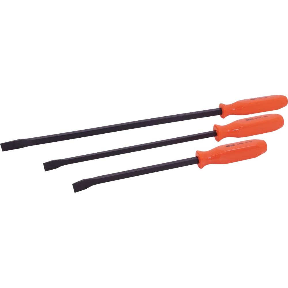 3 Piece Screwdriver Handle Pry Bar Set, Black Oxide Blades