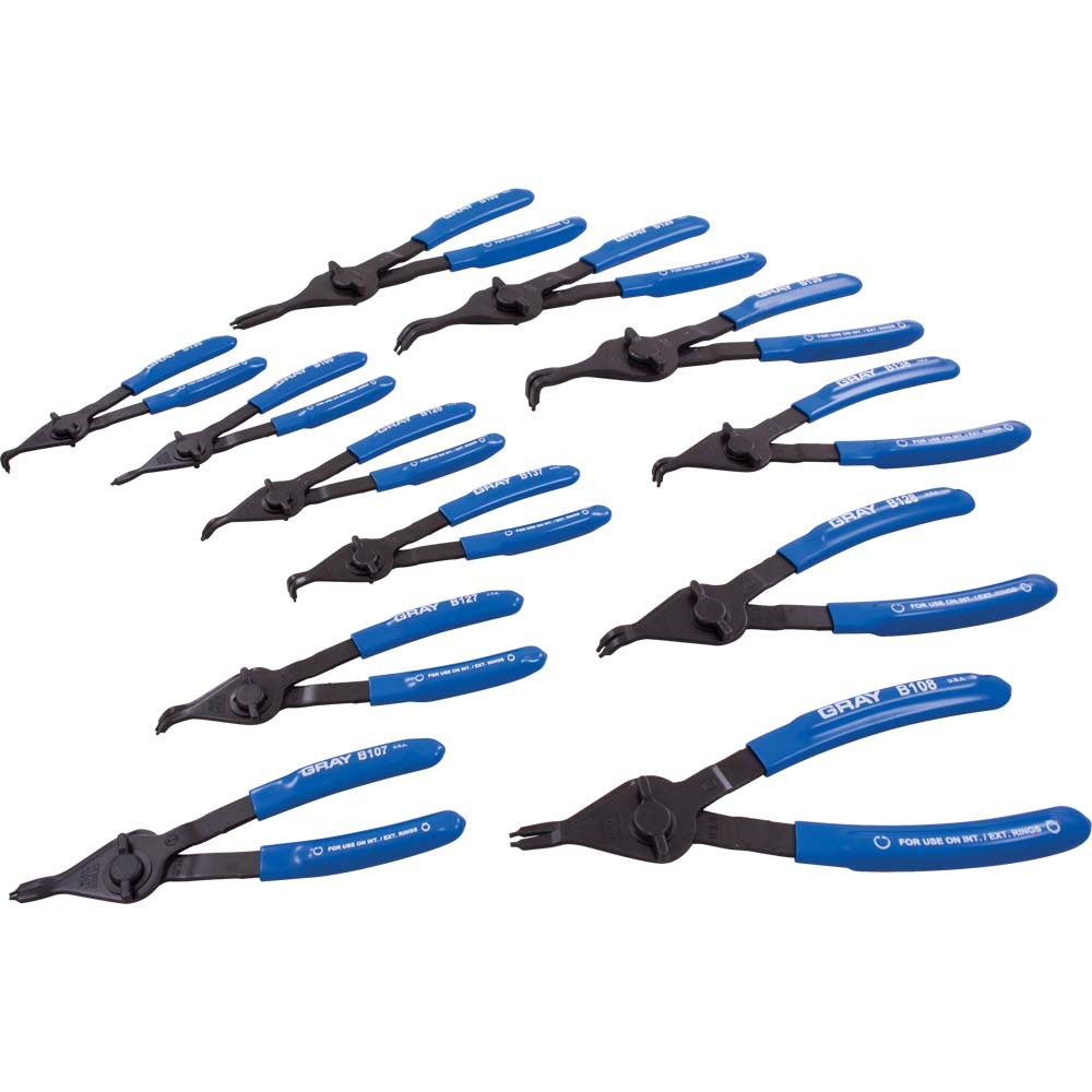 12 Piece Retaining Ring Plier Set, Convertible Internal/external, Fixed Tips