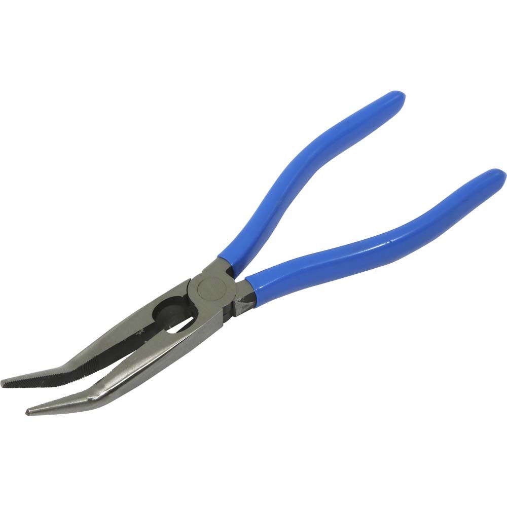 Needle Nose Pliers, 45° Curve With Cutter, 7-7/8&#34; Long, 2-3/4&#34; Jaw