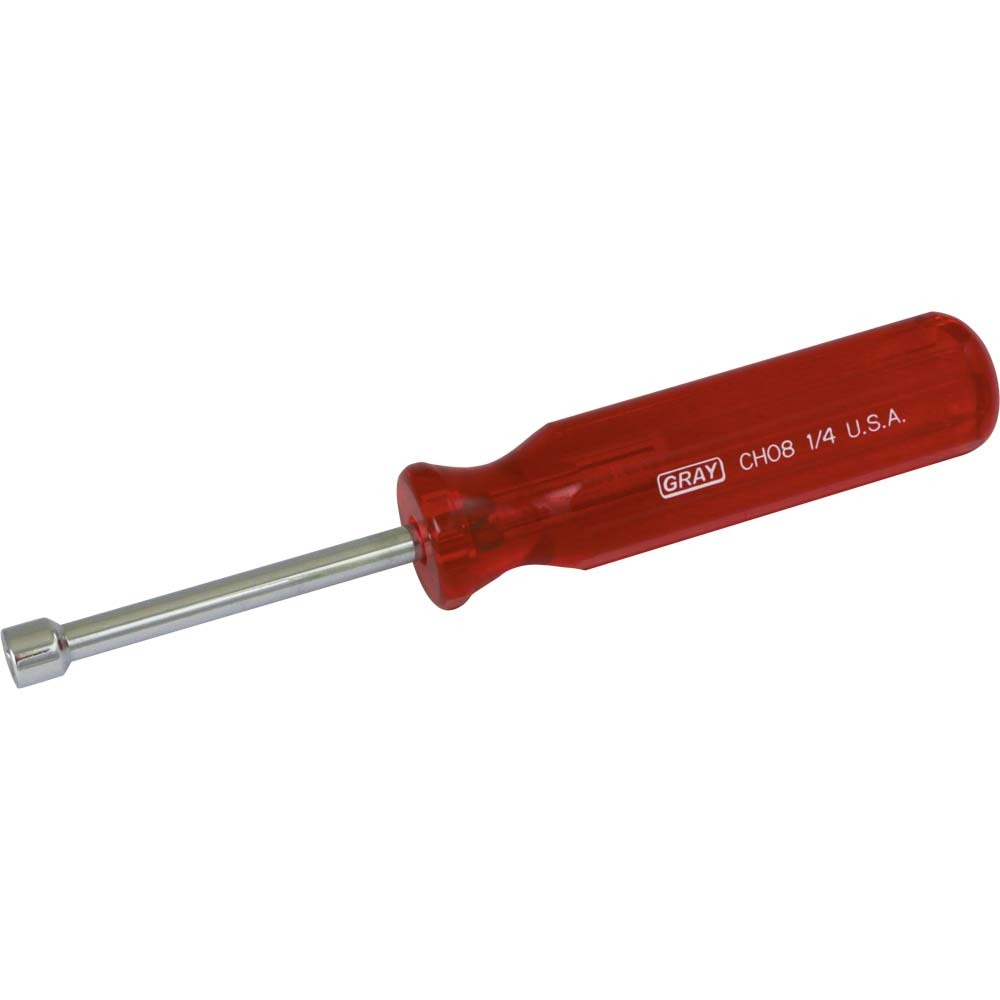 1/4&#34; Nut Driver, 6-5/8&#34; Long, Red Handle