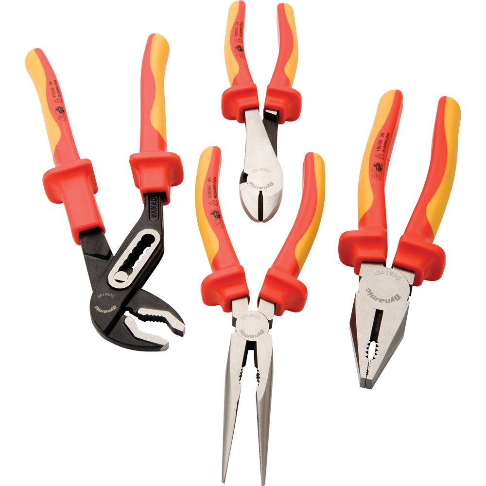 4 Piece Plier Set, 1000V Insulated