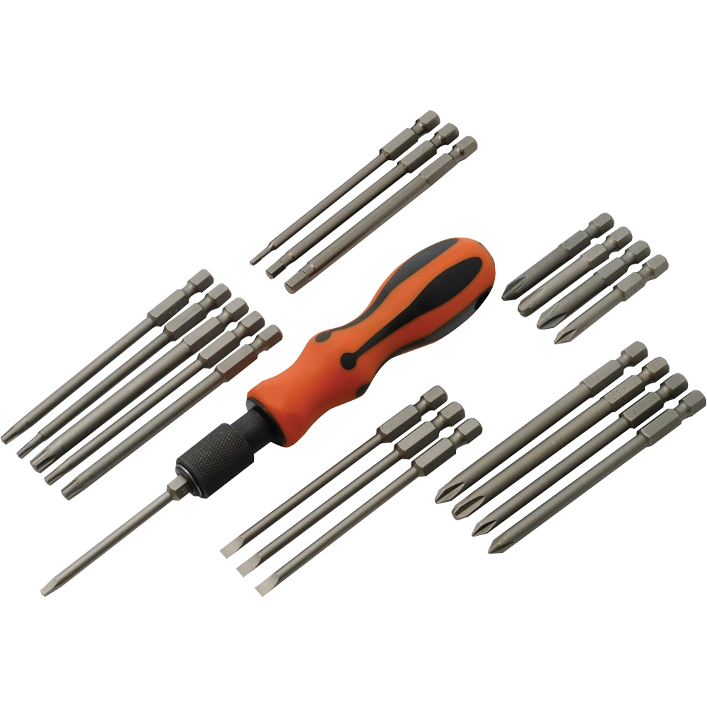 21 Piece Screwdriver Set With Removable Bits, Comfort Grip Handle