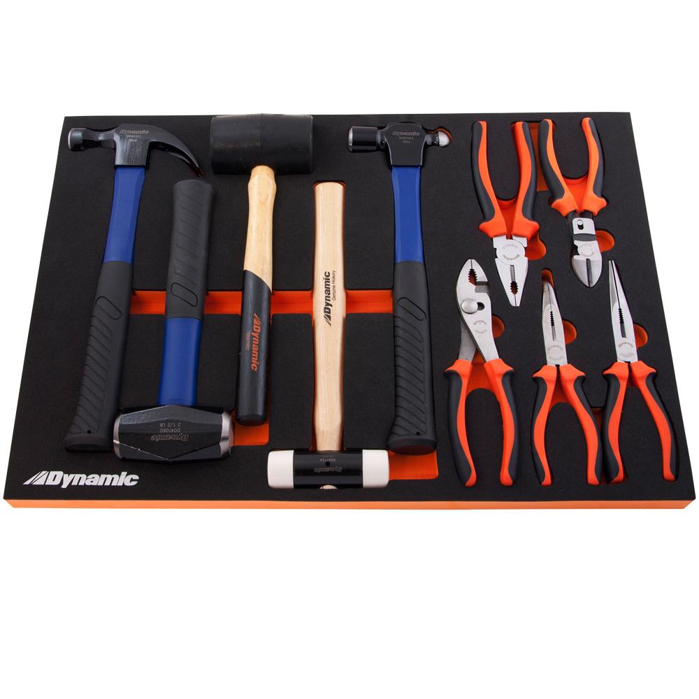 11 Piece Hammer & Pliers Set With Foam Tool Organizer