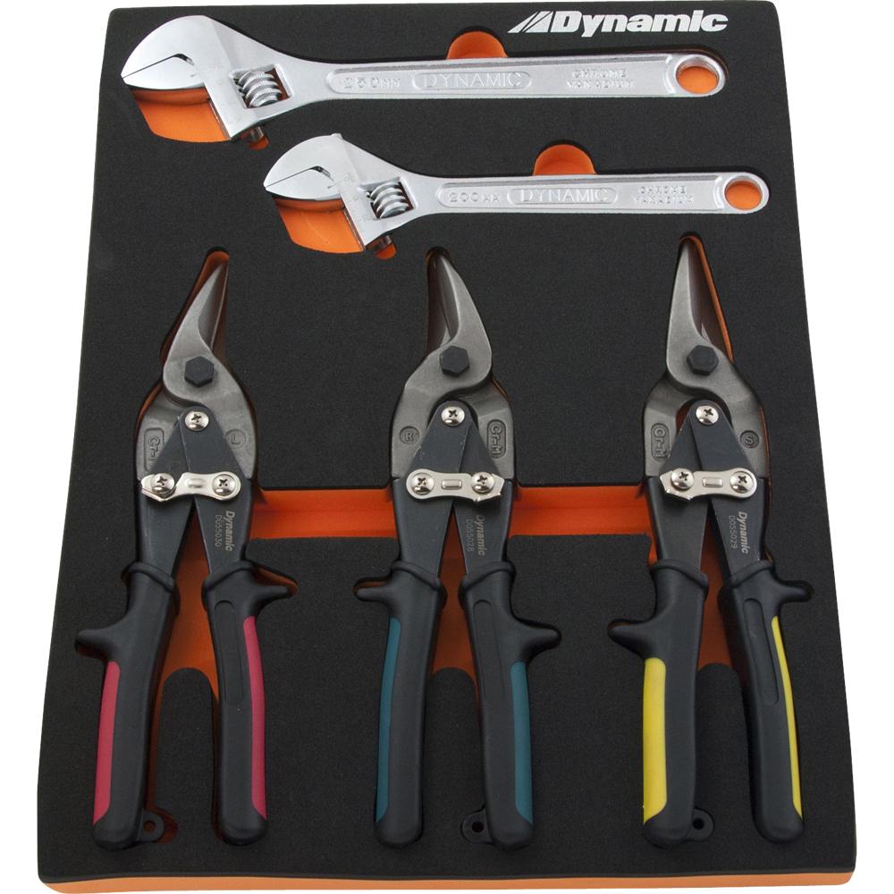 6 Piece Aviation Snip & Adjustable Wrench Set With Foam Tool Organizer