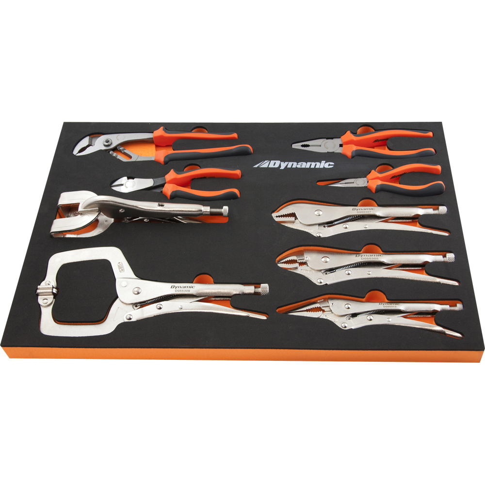 10 Piece Pliers Tool Set With Foam Tool Organizer