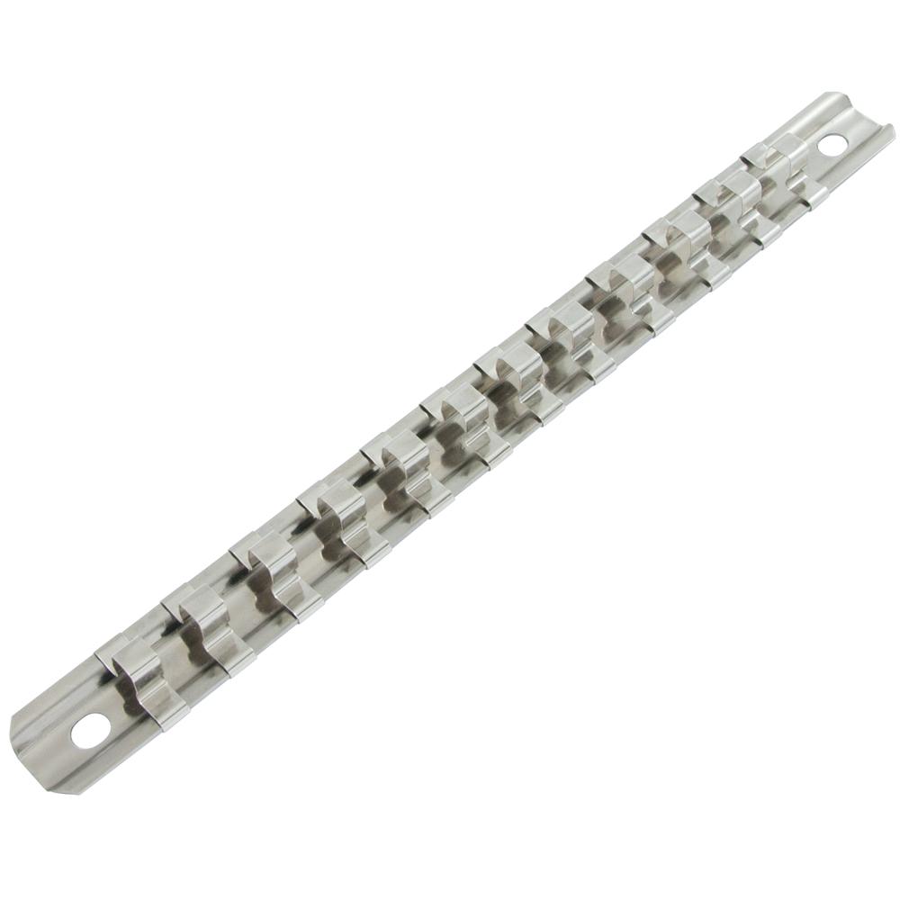 1/4&#34; Drive 12 Clip Socket Rail, 9&#34; Long