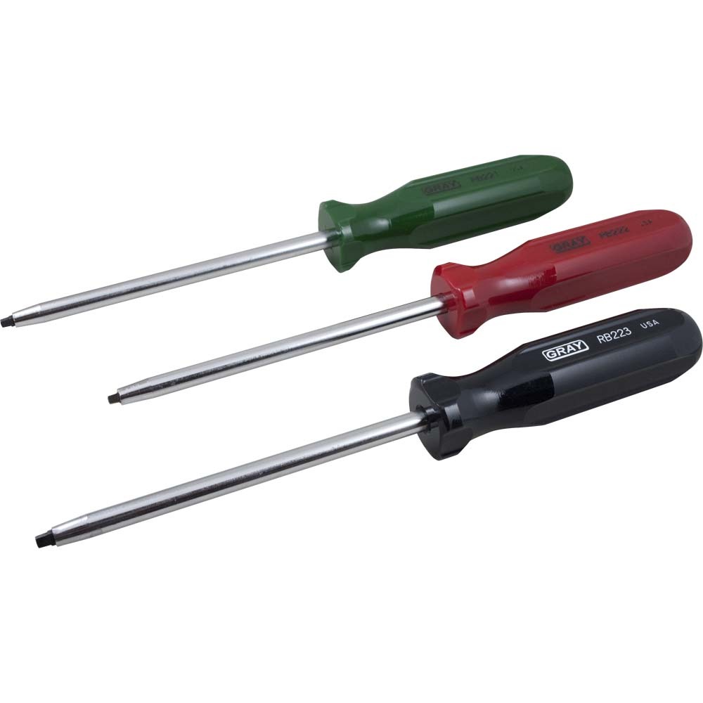 3 Piece Square Recess Screwdriver Set, No.1, No.2 & No.3