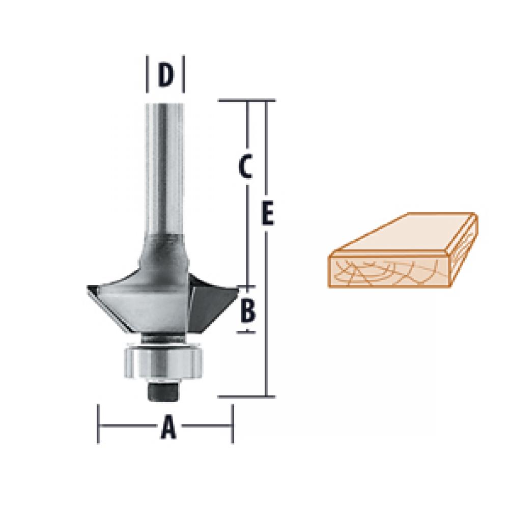 25° Bevel Trimmer Bit - 2 Flute