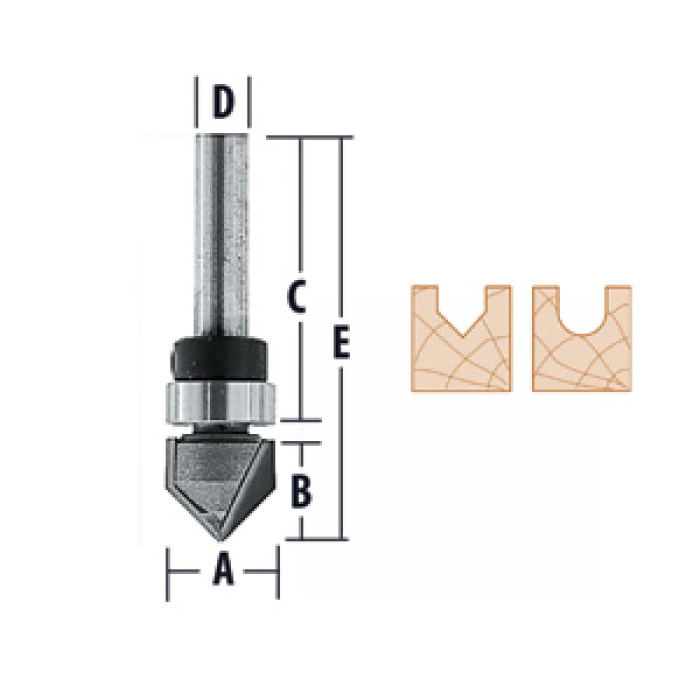 Top Bearing Round Nose & V-Grooving - 2 Flute Router Bits