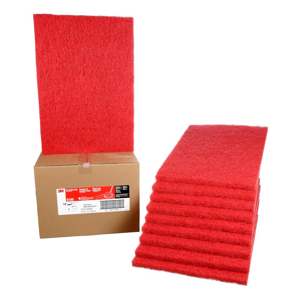 3M™ Red Buffer Pad, 5100, 508 mm x 356 mm (20 in x 14 in)