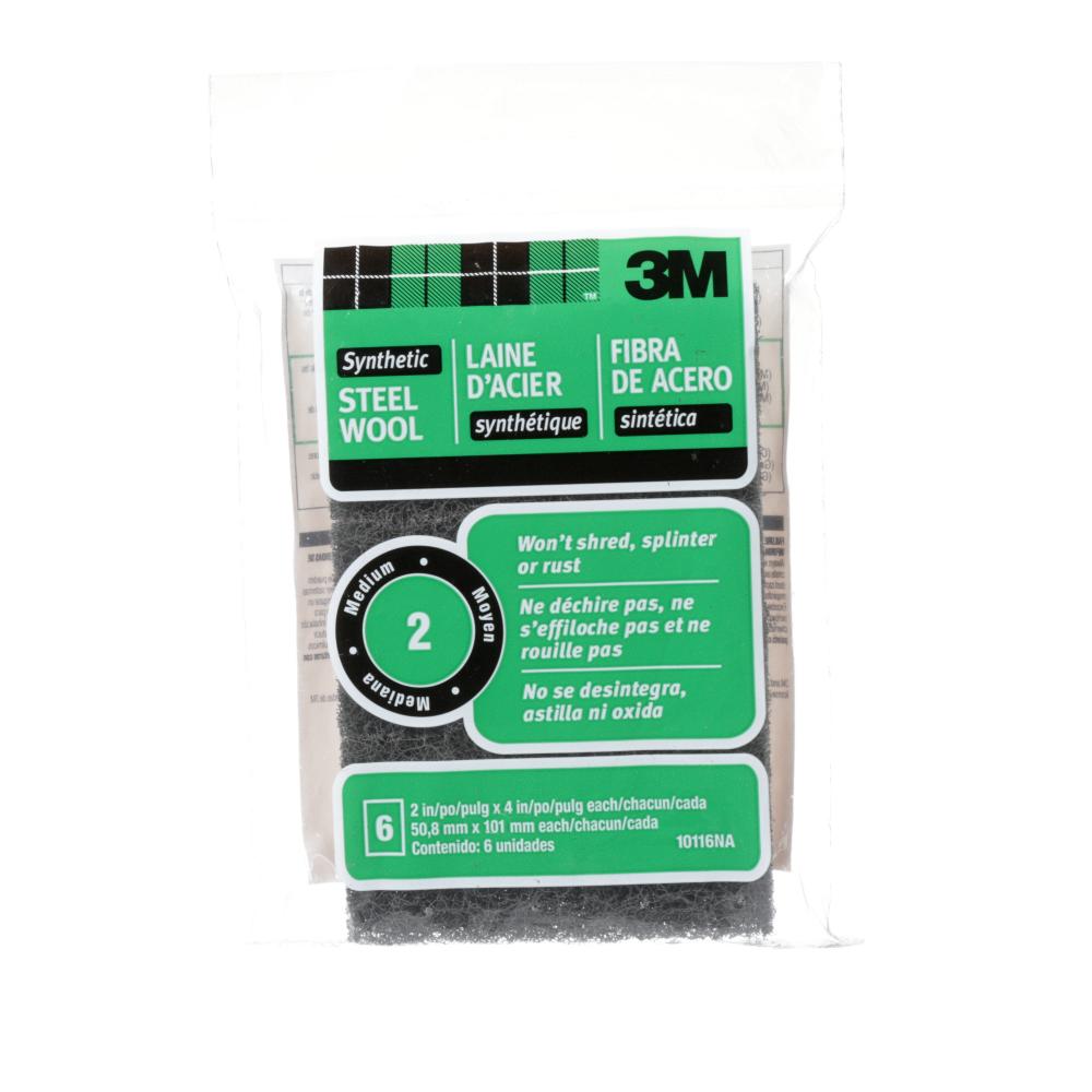 3M™ Synthetic Steel Wool Pad 10116NA, #2 Medium, 2 in x 4 in, 18/Case