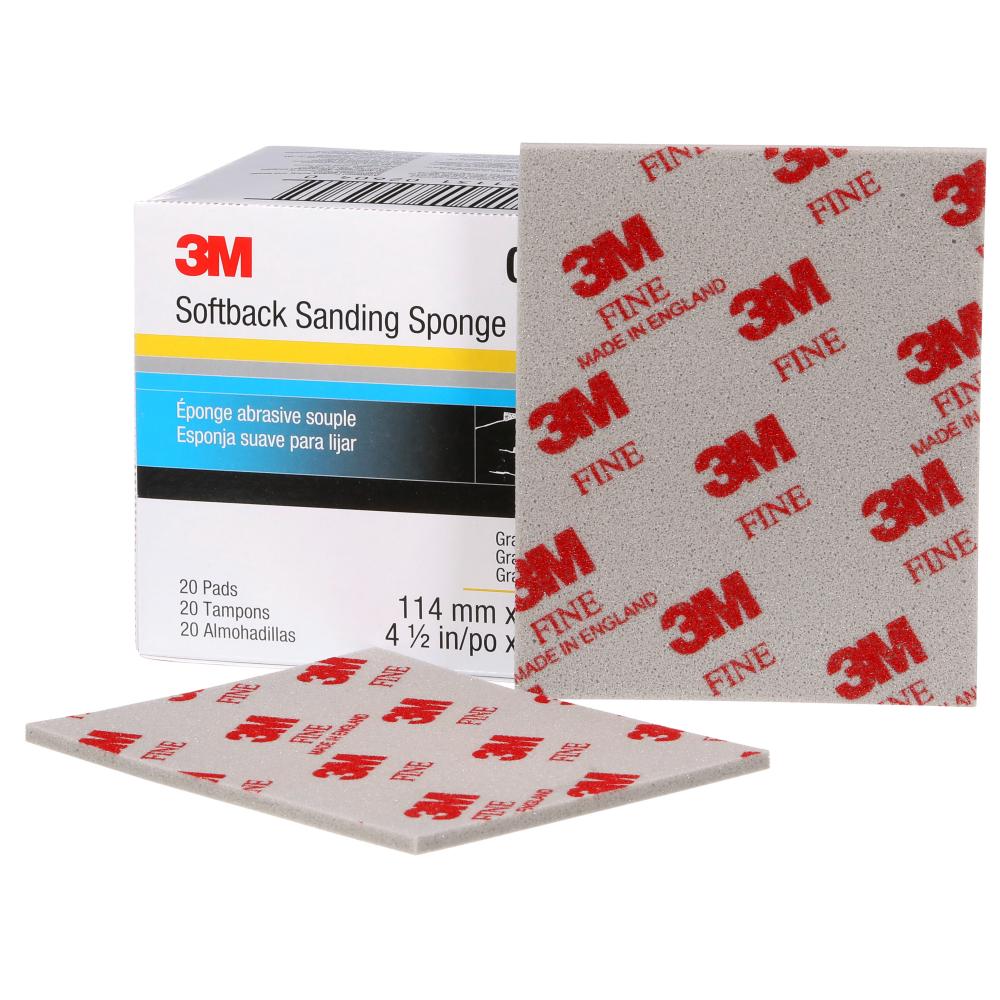 3M™ Softback Sanding Sponge, 02604, 4 1/2 in x 5 1/2 in (11.43 cm x 13.97 cm), Fine-320/400