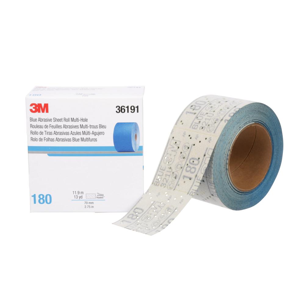 3M™ Hookit™ Blue Abrasive Sheet Roll, 321U, 36191, 180, 2-3/4 in x 13 yd (69.85 mm x 11.88 m)