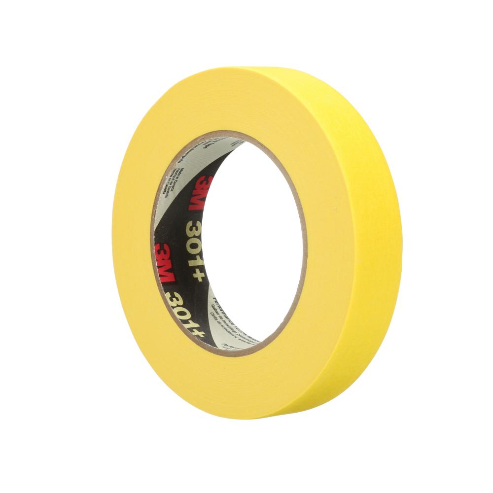 3M™ Performance Masking Tape, 301+, yellow, 6.3 mil (0.16 mm), 1 in x 60 yd (25.4 mm x 55 m)