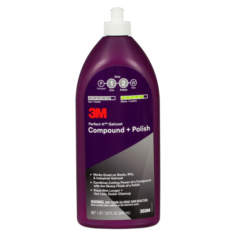 3M™ Perfect-It™ Gelcoat Compound + Polish 30344, 1 qt (32 fl oz/946 mL),  6/Case