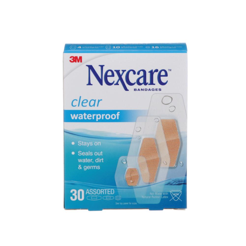 Nexcare™ Clear Waterproof Bandages 588-30-CA, Assorted Sizes, 30/Pack