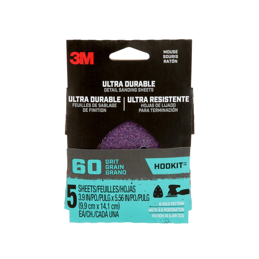 3M™ Ultra Durable Detail Sanding Sheets, 60 grit, Mouse4pk60, 4/Pack