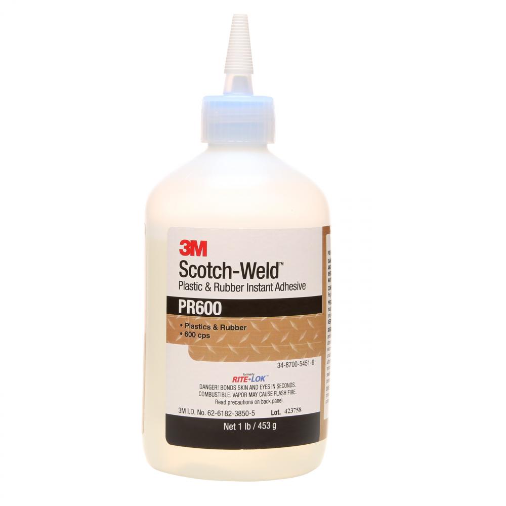 3M™ Scotch-Weld™ Plastic & Rubber Instant Adhesive, PR600, clear, 1 lb (453 g)