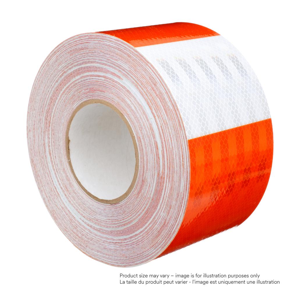 3M™ High Intensity Prismatic Grade Barricade Sheeting, 382 VHIP, white/orange, 12 in x 50 yd