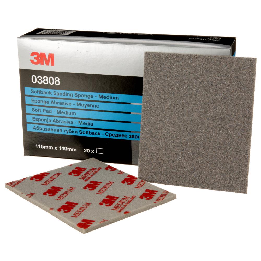 3M™ Softback Sanding Sponge, 03808, Medium, 4 1/2 in x 5 1/2 in (11.43 cm x 13.97 cm)