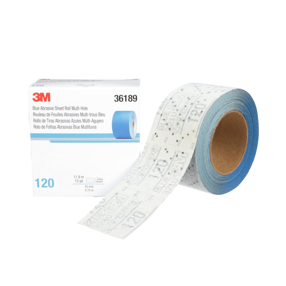 3M™ Hookit™ Blue Abrasive Sheet Roll, 321U, 36189, 120, 2-3/4 in x 13 yd (69.85 mm x 11.88 m)