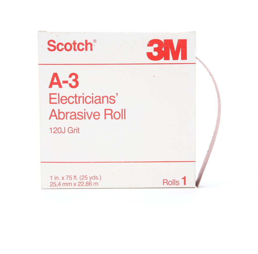 Scotch® A-3 Electrician&#39;s Abrasive Roll, grade 120, 1 in x 25 yd (25.4 mm x 22.9 m)