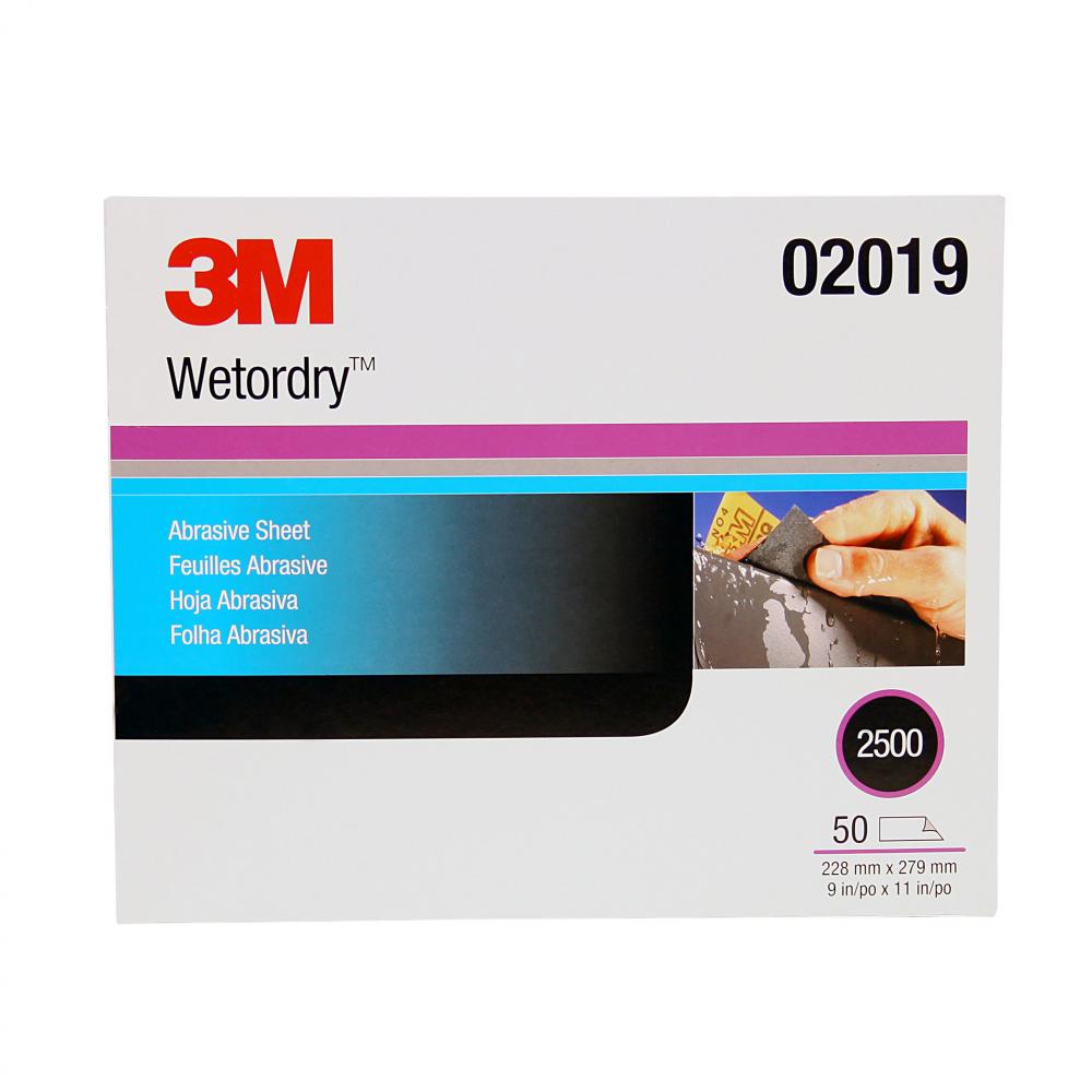 3M™ Wetordry™ Abrasive Sheet, 401Q, 02019, 2500, A-weight, 9 in x 11 in (22.86 cm x 27.94)