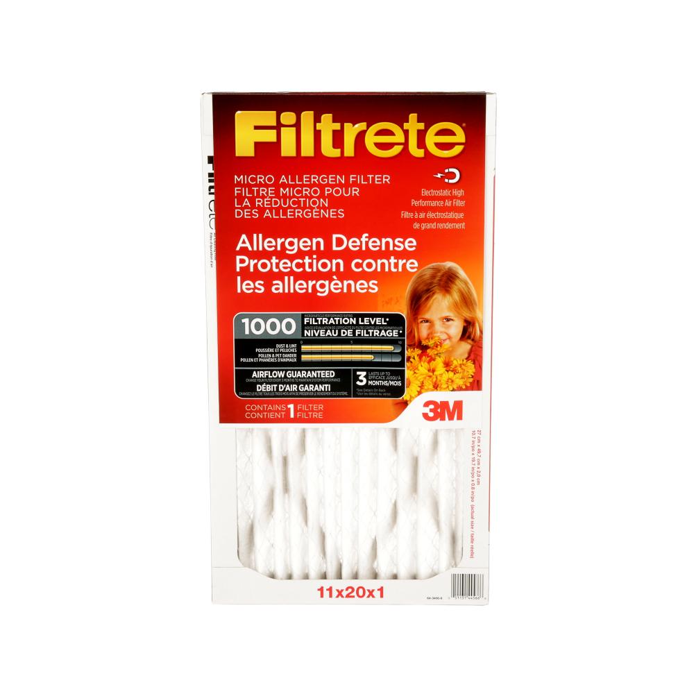 Filtrete™ Allergen Defense Micro Allergen Filter, MPR 1000, 11 in x 20 in x 1 in