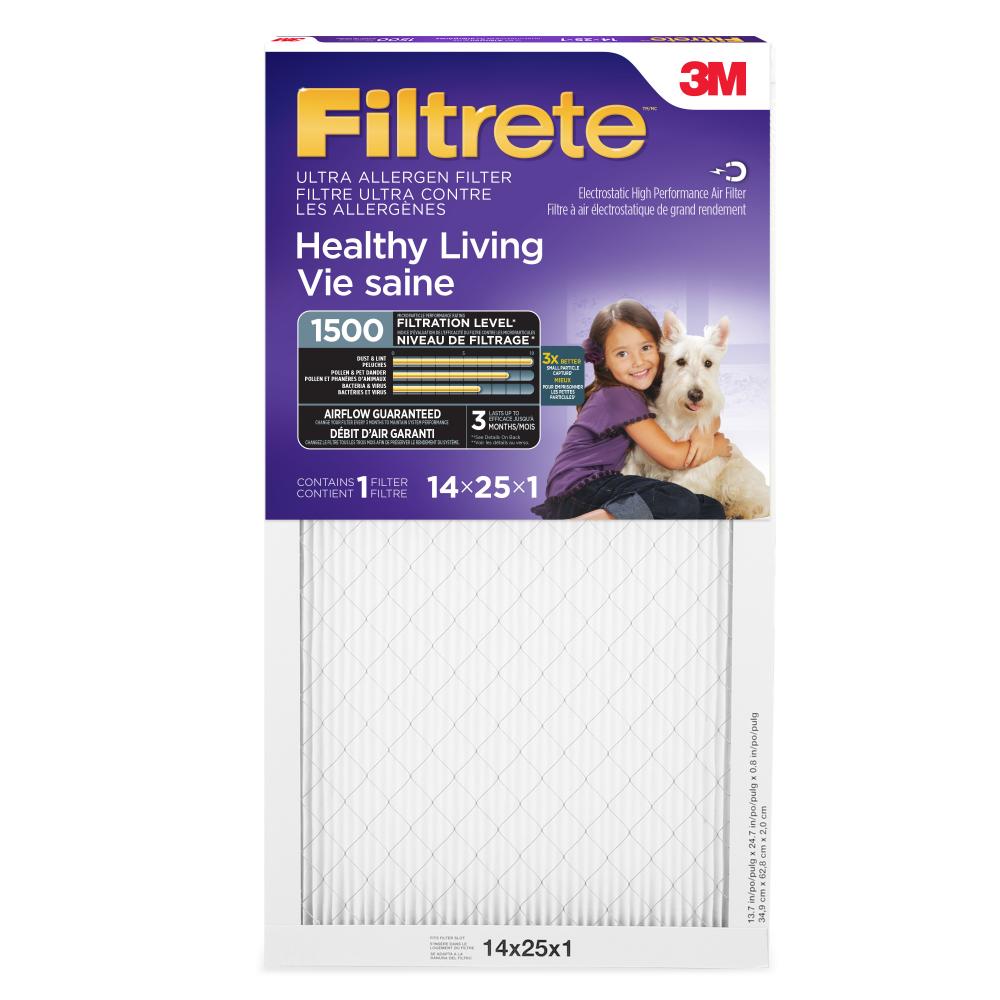 Filtrete™ Healthy Living Ultra Allergen Filter, MPR 1500, 14 in x 25 in x 1 in