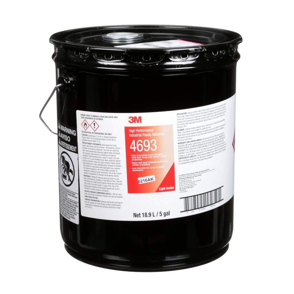 3M™ High Performance Industrial Plastic Adhesive, 4693, light amber, 5 gal (18.9 L)