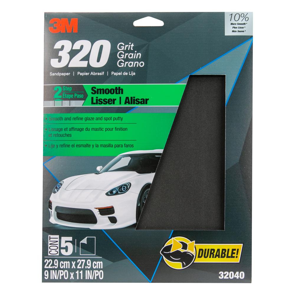 3M™ Wetordry™ Sandpaper 32040, 320 Grit, 9 inch x 11 inch, 5 Sheets/Pack