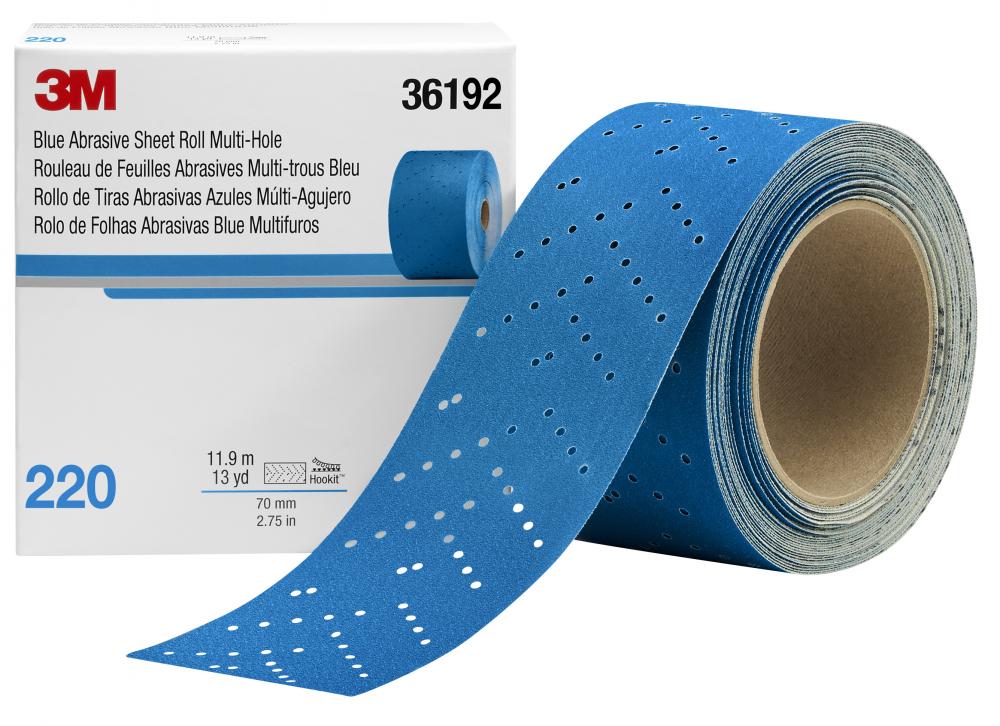 3M™ Hookit™ Blue Abrasive Sheet Roll, 321U, 36192, 220, 2-3/4 in x 13 yd (69.85 mm x 11.88 m)