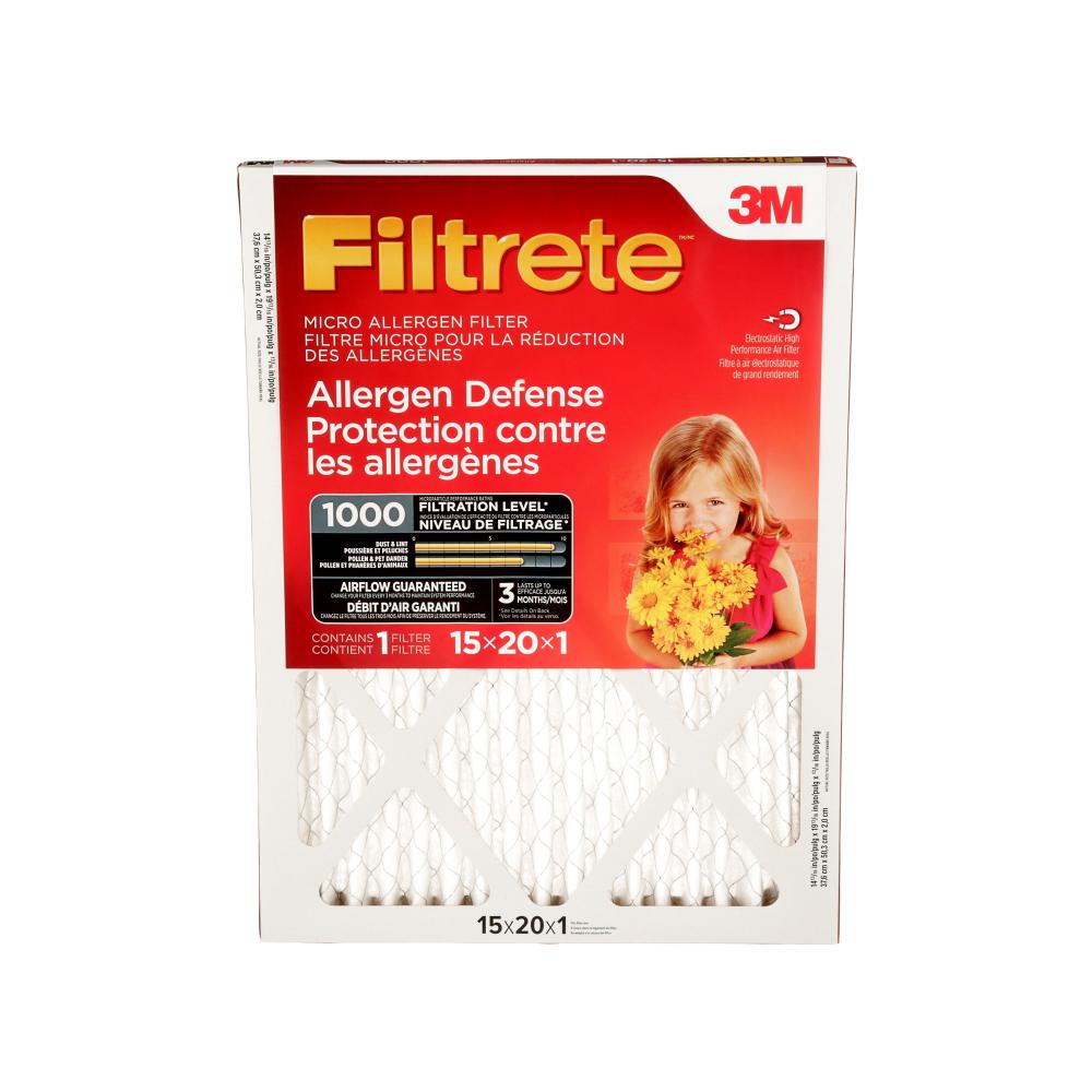 Filtrete™ Allergen Defense Micro Allergen Filter, MPR 1000, 15 in x 20 in x 1 in