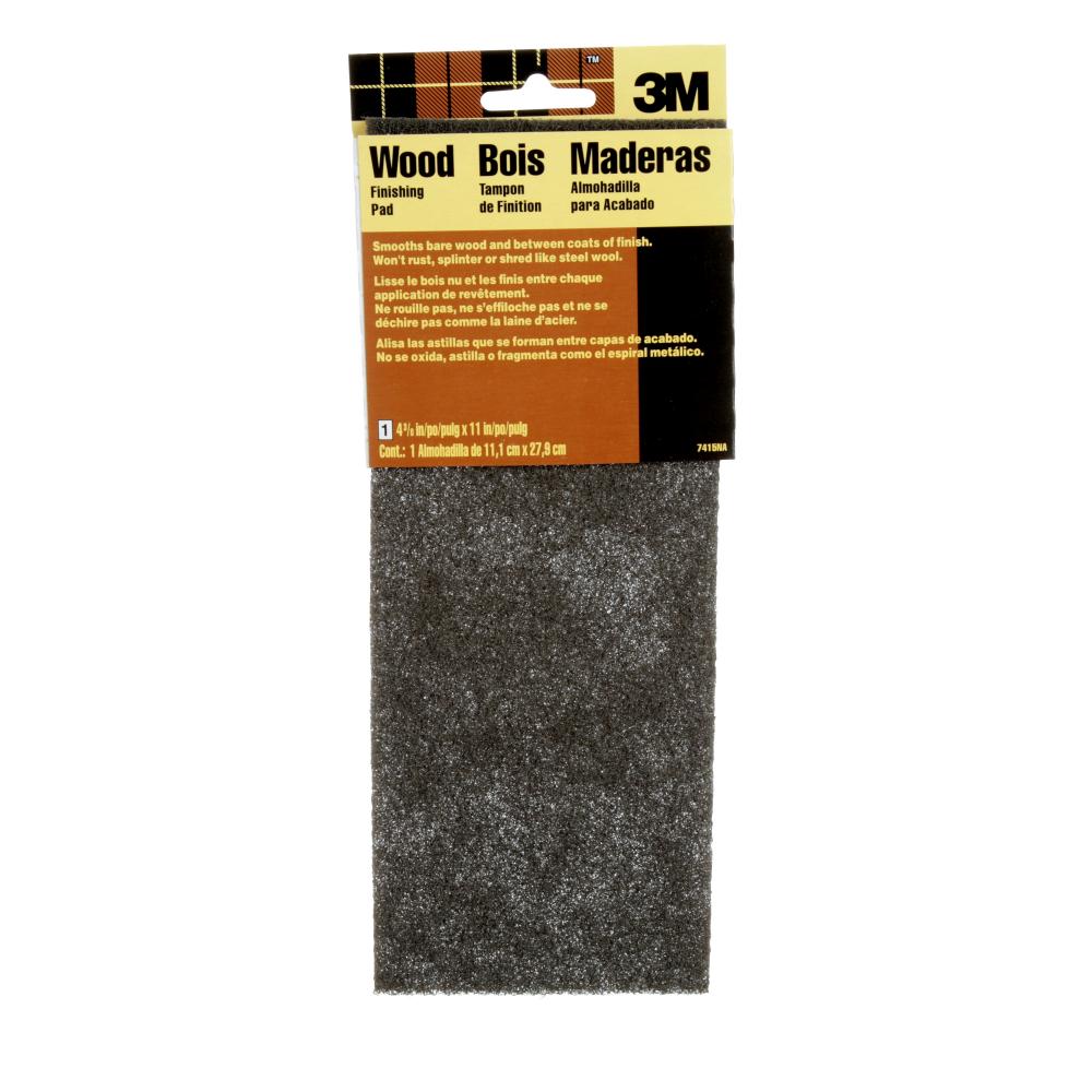 3M™ Handling Sanding Wood Finishing Pad 7415NA, 4.375 in x 11 in, Gray, Fine Grit, 1/Pack