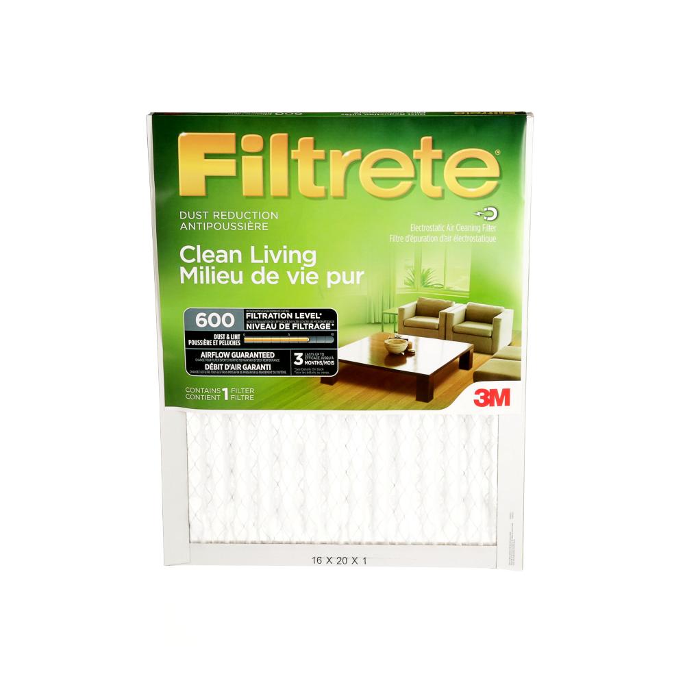 Filtrete™ Clean Living Dust Reduction Filter, MPR 600, 16 in x 20 in x 1 in