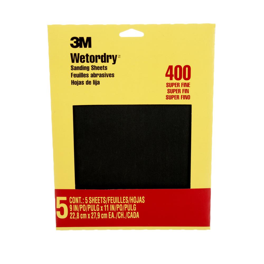 3M™ Wetordry™ Sanding Sheets 9085NA, 9 in x 11 in, 400 grit, 5/Pack