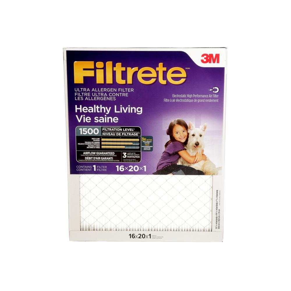 Filtrete™ Healthy Living Ultra Allergen Filter, MPR 1500, 16 in x 20 in x 1 in