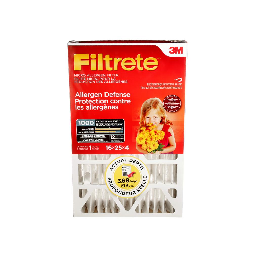 Filtrete™ Allergen Defense Micro Allergen Deep Pleat Filter, MPR 1000, 16 in x 25 in x 4 in