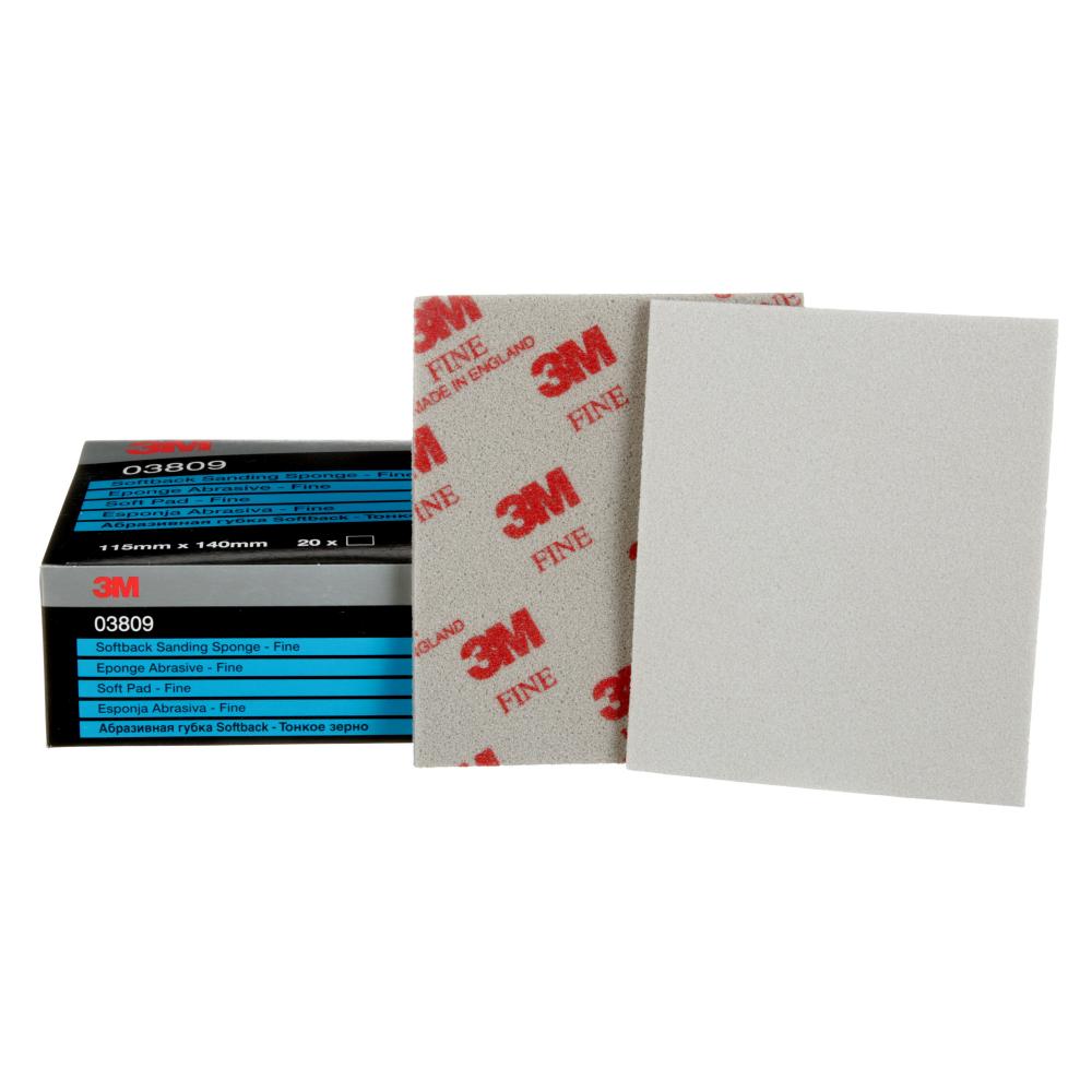 3M™ Softback Sanding Sponge, 03809, Fine-320/400, 4 1/2 in x 5 1/2 in (11.43 cm x 13.97 cm)