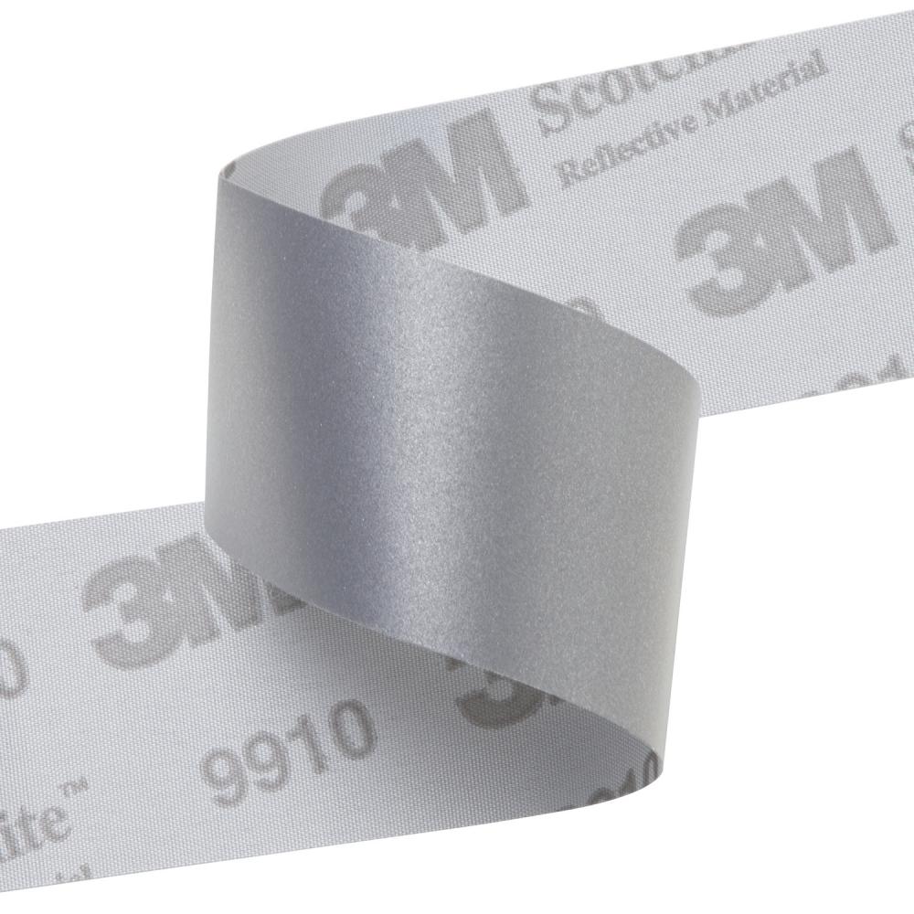 3M™ Scotchlite™ Reflective Material - 9910 Silver Industrial Wash Fabric, 12.7 mm x 200 m