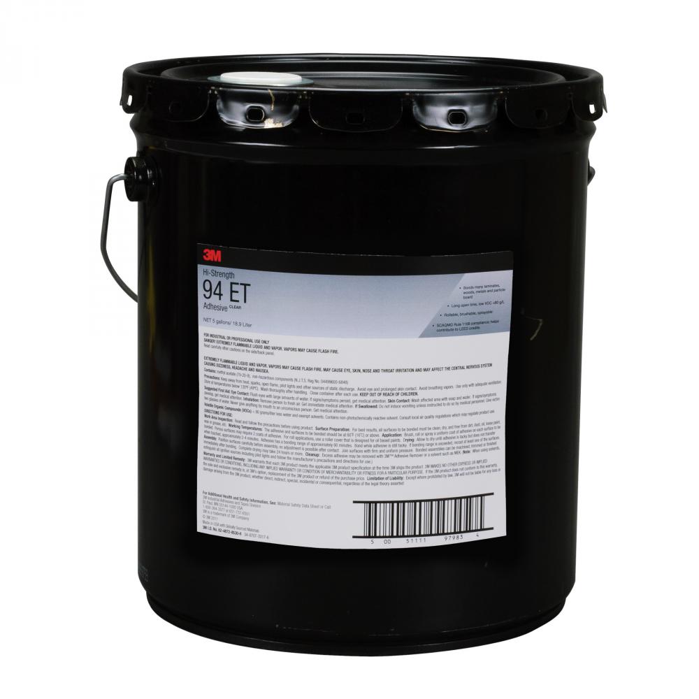 3M™ Scotch-Weld™ Hi-Strength Postforming Cylinder Spray Adhesive, 94 ET, clear, 5 gal (18.9 L)