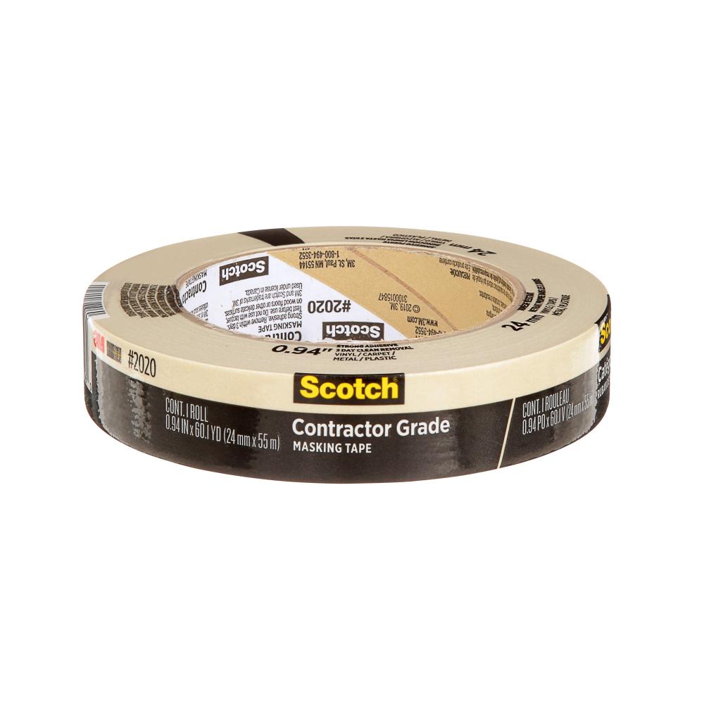 Scotch® Contractor Grade Masking Tape, 2020-24AP, 0.94 in x 60.1 yd (24 mm x 55 m)