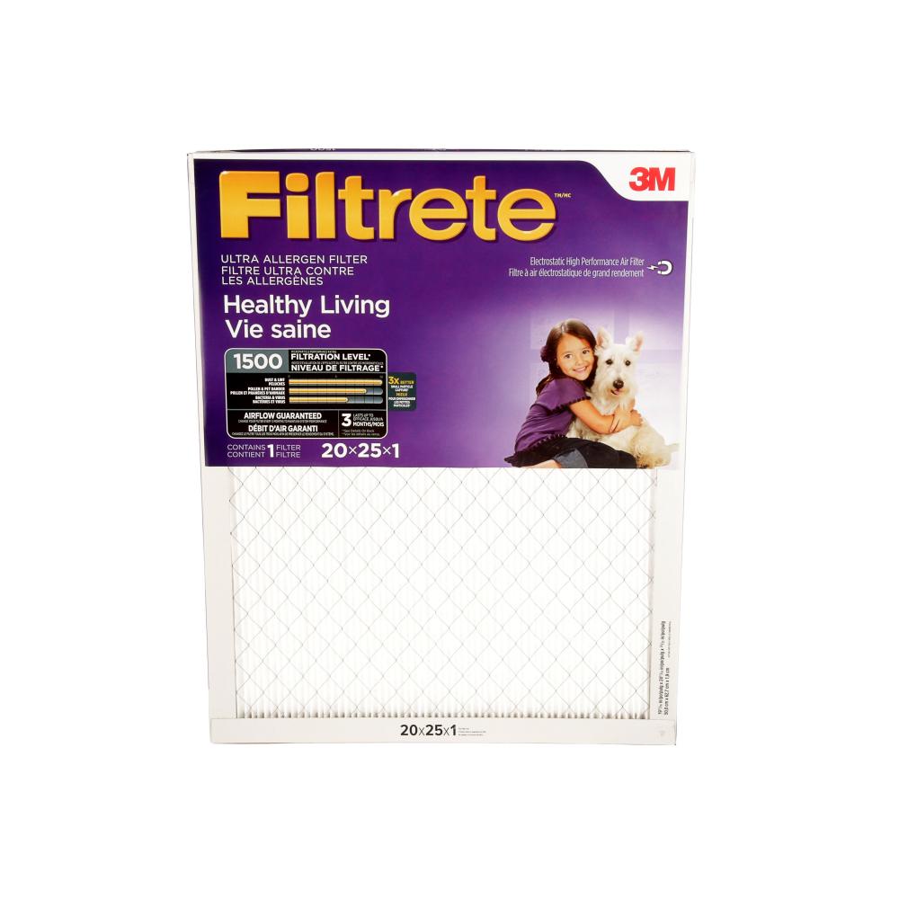 Filtrete™ Healthy Living Ultra Allergen Filter, MPR 1500, 20 in x 25 in x 1 in