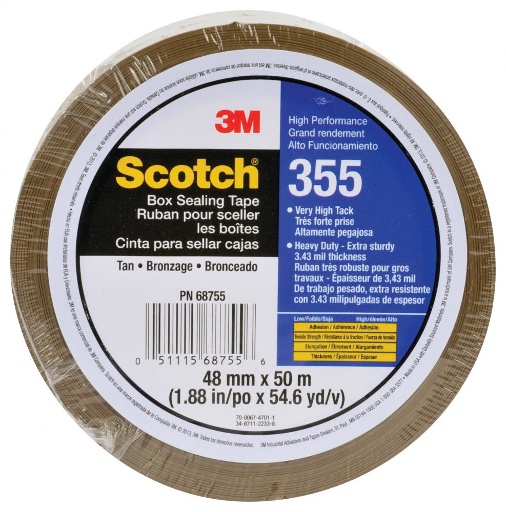 Scotch® Box Sealing Tape, 355, tan, 48 mm x 50 m