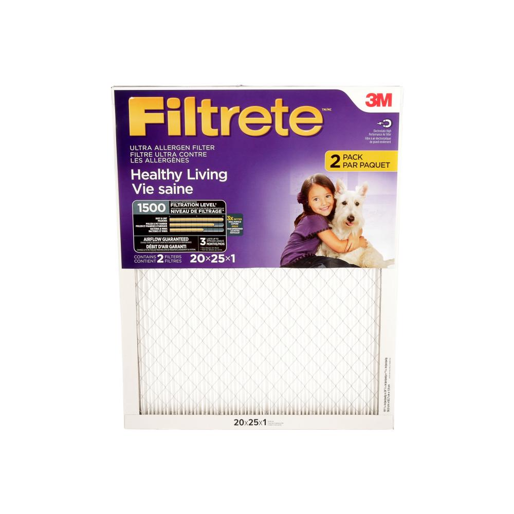 Filtrete™ Healthy Living Ultra Allergen Filter, MPR 1500, 20 in x 25 in x 1 in, 2 per pack