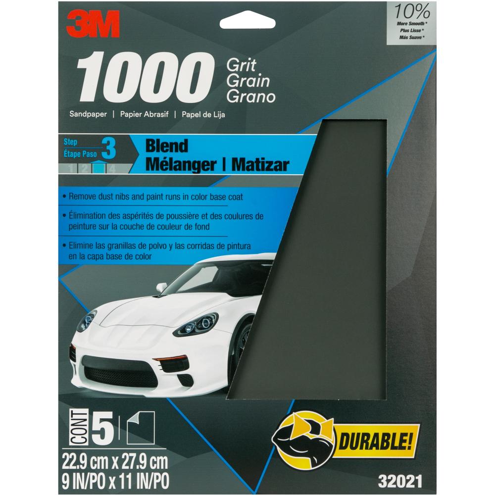 3M™ Wetordry™ Sandpaper 32021, 9 x 11 in, 1000 Grit, 5 Sheets/Pack, 20 Packs/Case