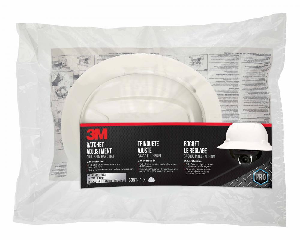 3M™ Ratchet Adjustment Full-Brim Hard Hat CHH-FB-R-W6-PS, White, Non-Vented, 6/Case