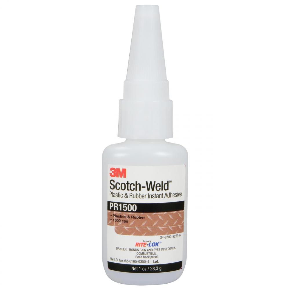 3M™ Scotch-Weld™ Plastic & Rubber Instant Adhesive, PR1500, clear, 0.71 fl. oz. (20 ml)