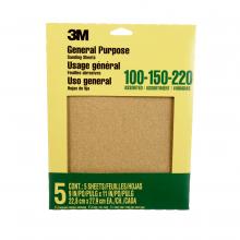 3M 7100140804 - 3M™ General Purpose Sandpaper 9005NA, Aluminum Oxide, Assorted Grit, 9 in x 11 in, 5/Pack